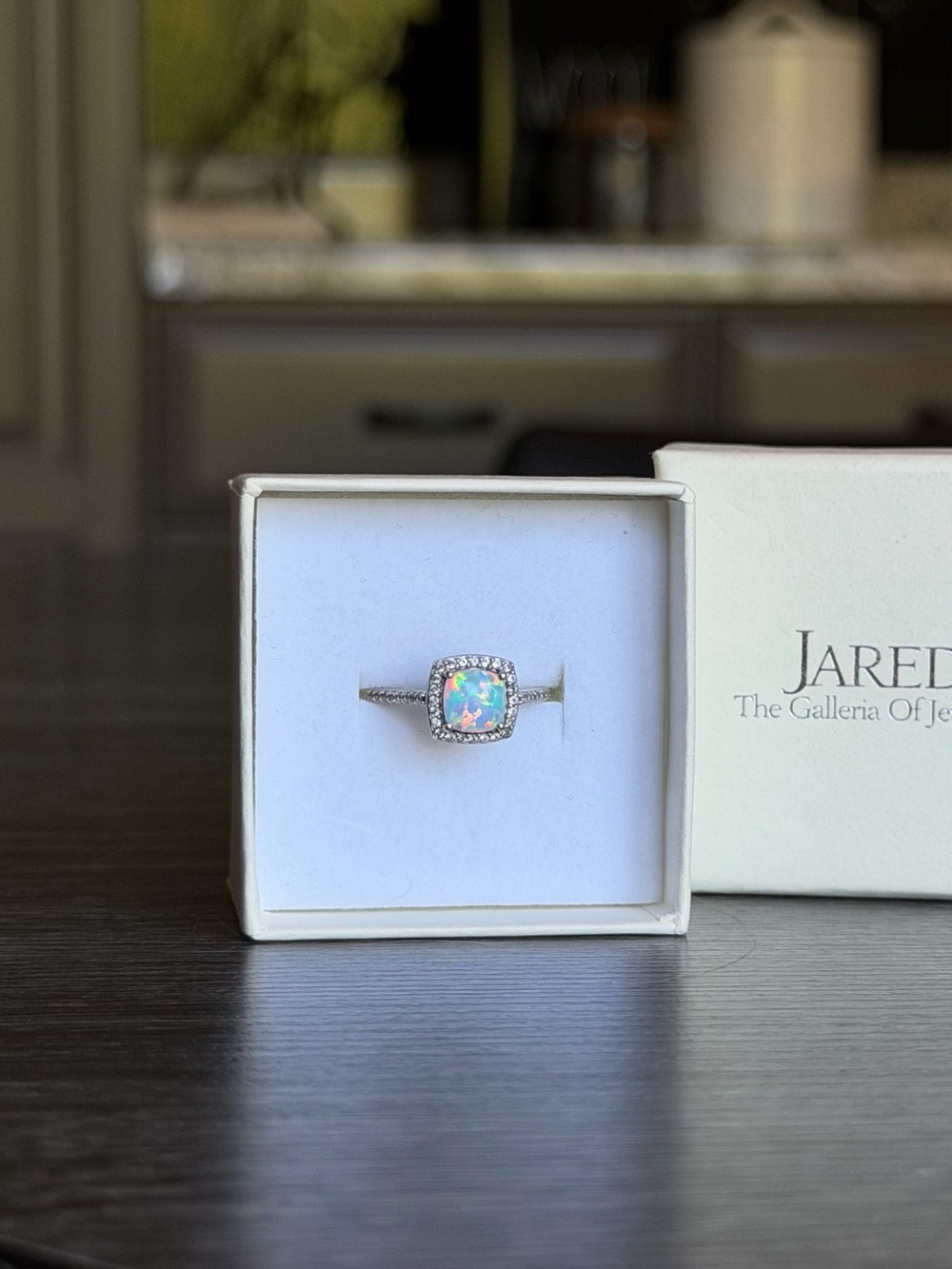 10K White Gold Genuine Opal & White Sapphire Ring – Size 6.5 – Jared